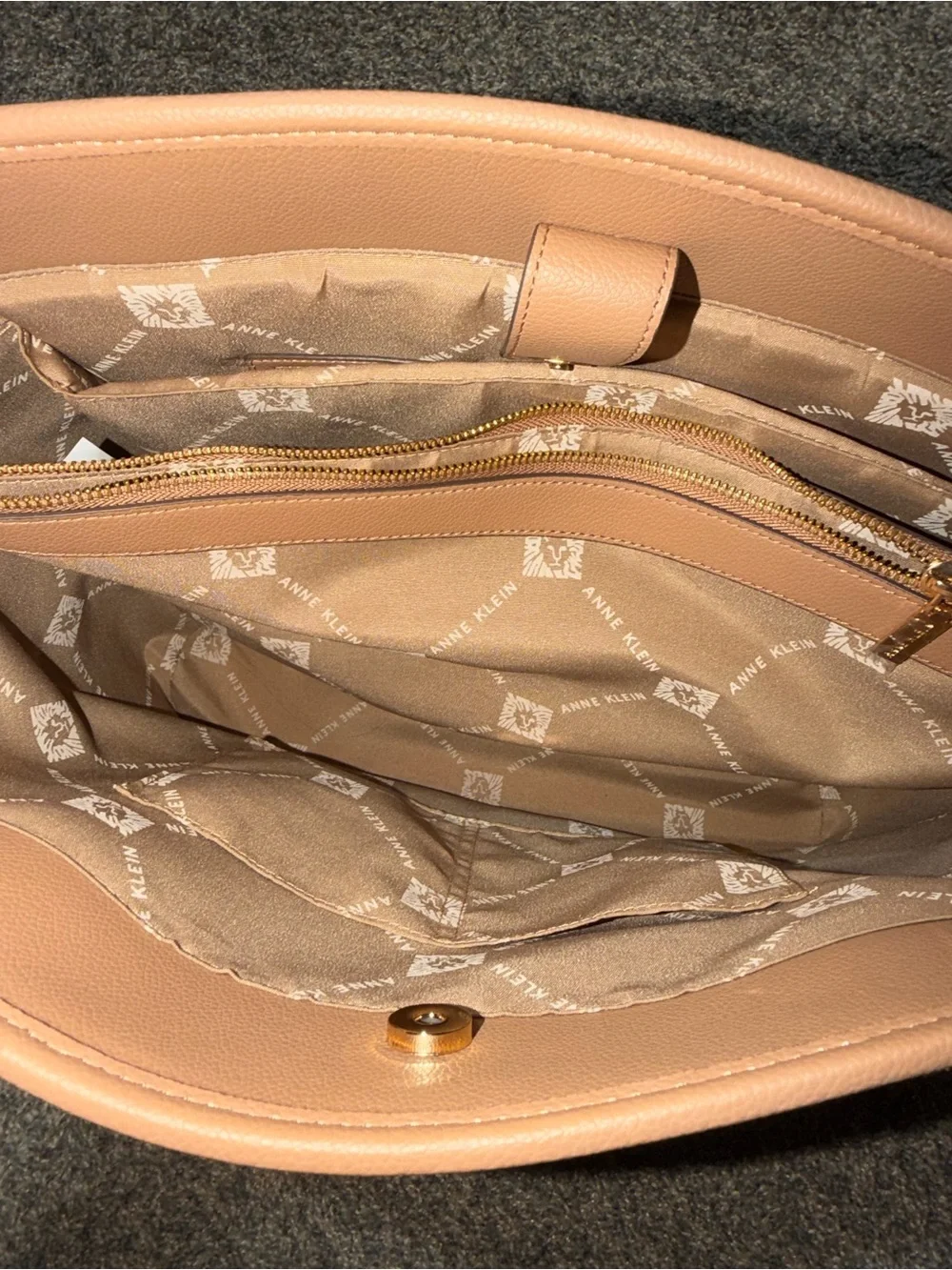 Anne Klein Cream Tote with Tan Trim and Matching Wristlet